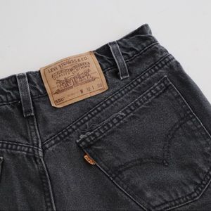 rare vintage orange tab Levi’s black jean shorts 70s